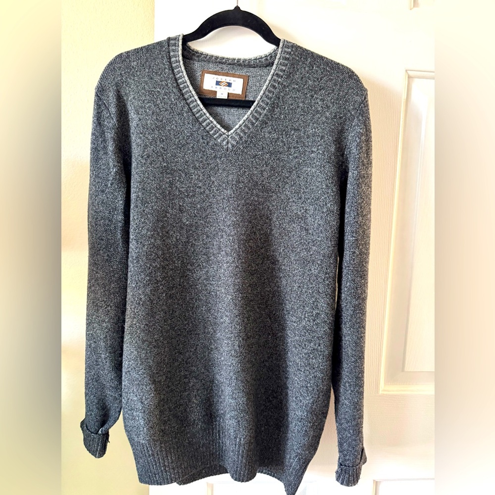 Joseph Aboud V-neck sweater, medium, gray, long sleeves, NWOT